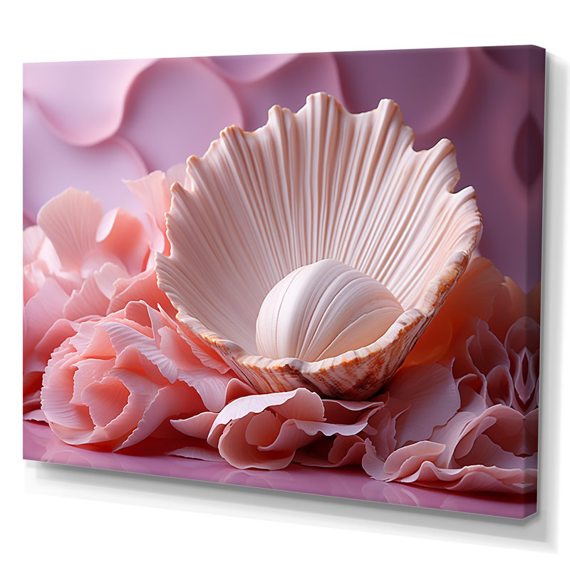 Romantisme, coquillages II sur toile, H 12 po x l 20 po x P 1 po, Toile tendue