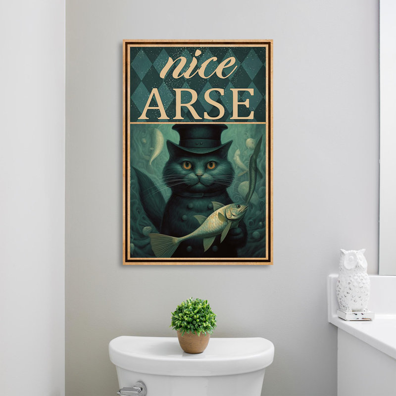 Chat et poisson, joli cul sur toile, H 36 po x l 24 po x P 1,25 po