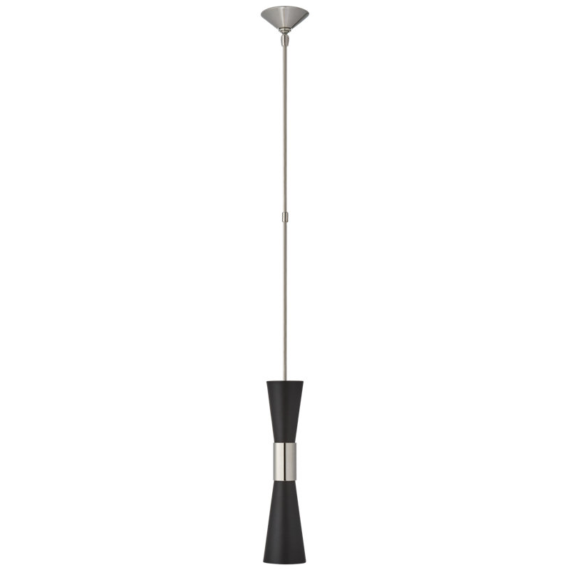 AERIN Clarkson Medium Narrow Pendant, Polished Nickel, Black