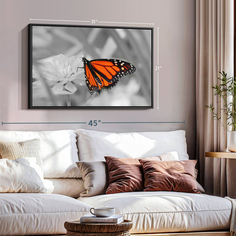 «Orange Butterfly Wonder Wall Art», H 21 po x l 31 po