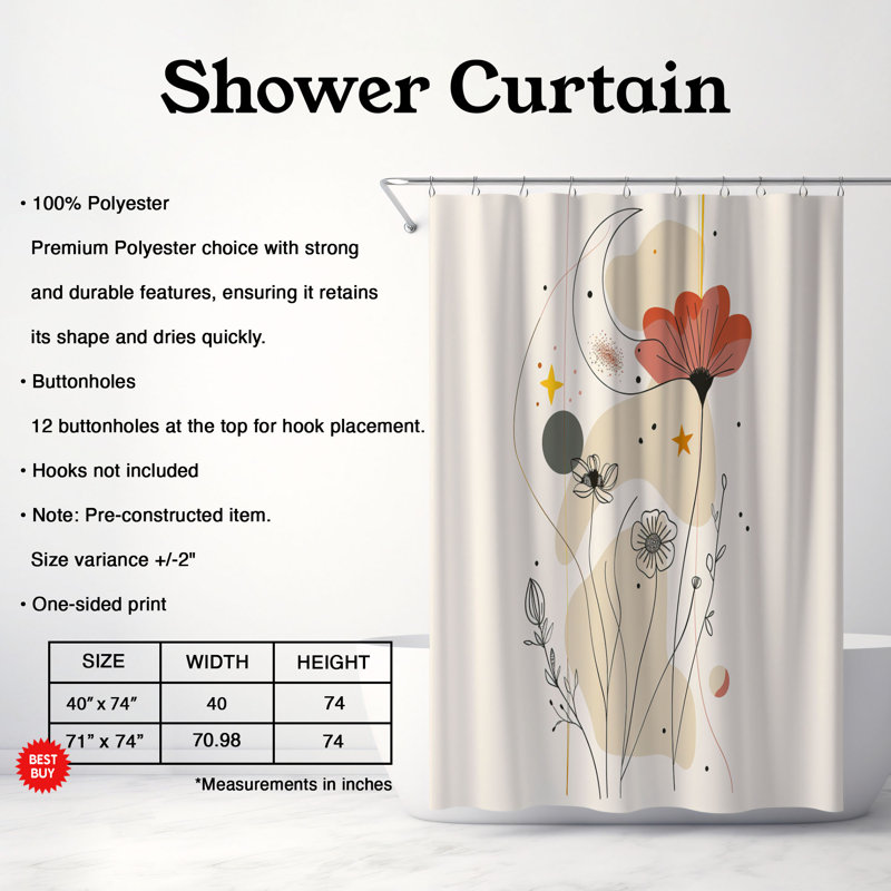 Rideau de douche standard 1 pièce Abstract Lines, H 74 po x l 71 po