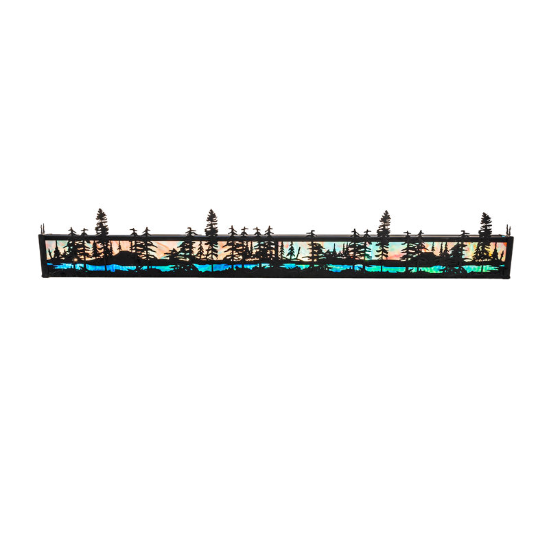 Rustic Lodge 4 - Light Bath Bar, 7" H x 36" W x 7" D, Blue/Green/Purple, Timeless Bronze