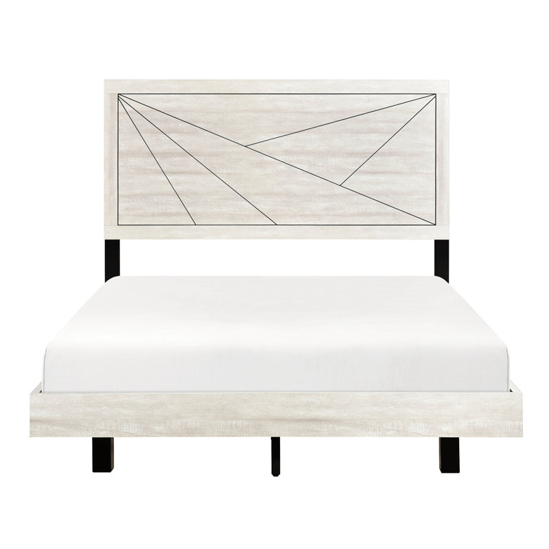 Grand lit moderne avec finition en chêne gris poussiéreux et tête de lit, Grand lit
