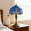 Lampe de table de style Tiffany avec abat-jour en verre coloré libellule bleue, lampe fabriquée à la main de 12 pouces pour la décoration de la chambre à coucher et du salon, ampoule incluse