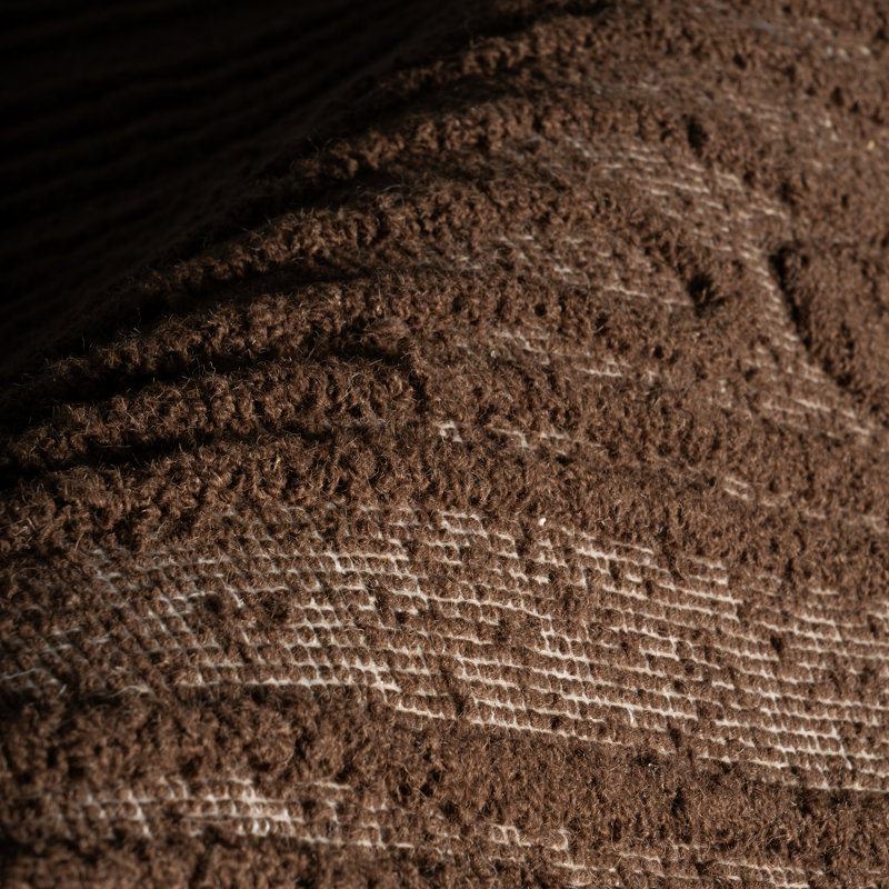 Cyrene Abstract Bohemian Wool Area Rug, Rectangle 6' x 9', Brown