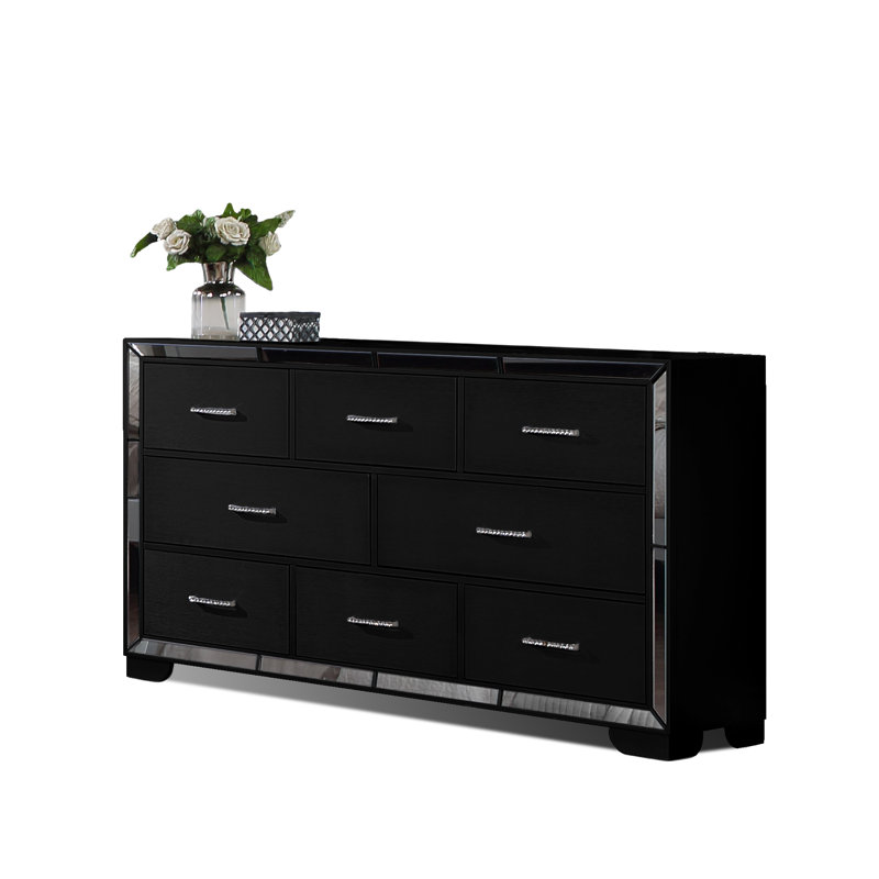 Commode double 6 tiroirs Shaftesbury, Noir