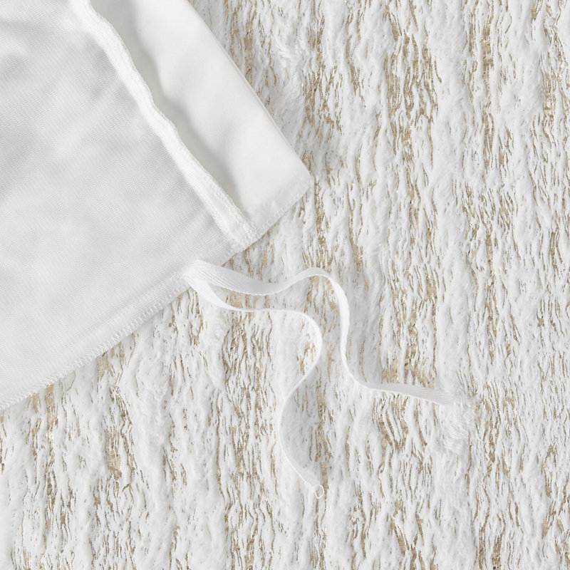 Literie Mariany, Housse de couette double / grand + 2 taies décora, Blanc / doré