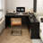 Black L-Shaped Solid Wood desks-107659465-107659463
