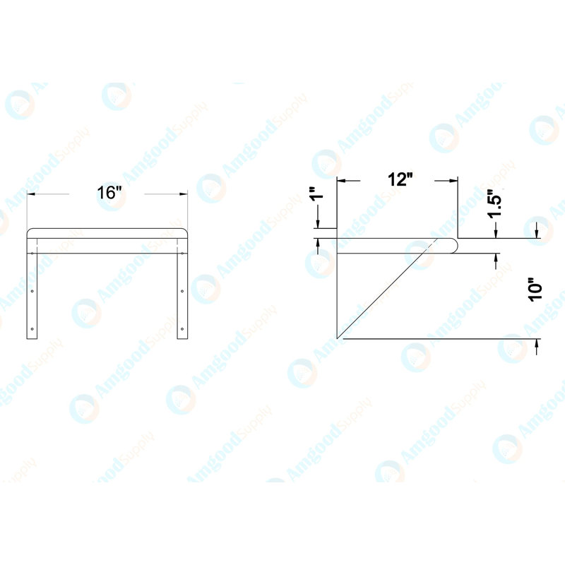 Metal Bracket Shelf, 11" H x 16" W x 12" D