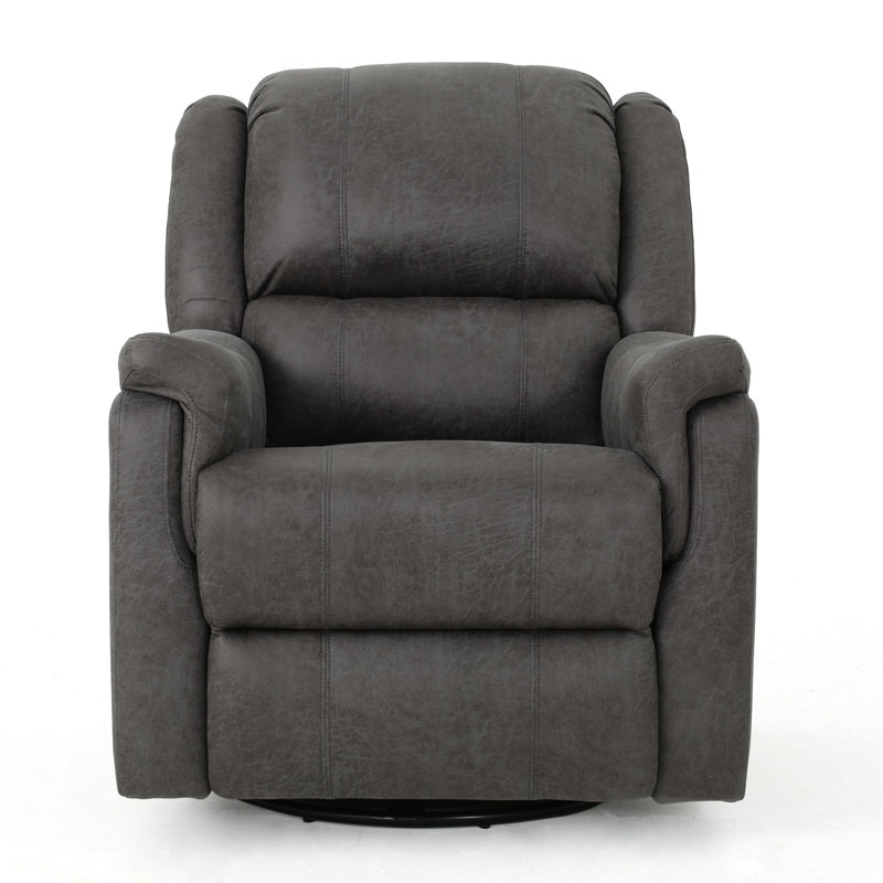 Contemporary Swivel Glider Recliner - Plush Upholstered, 360° Swivel & Glide Functions, Slate