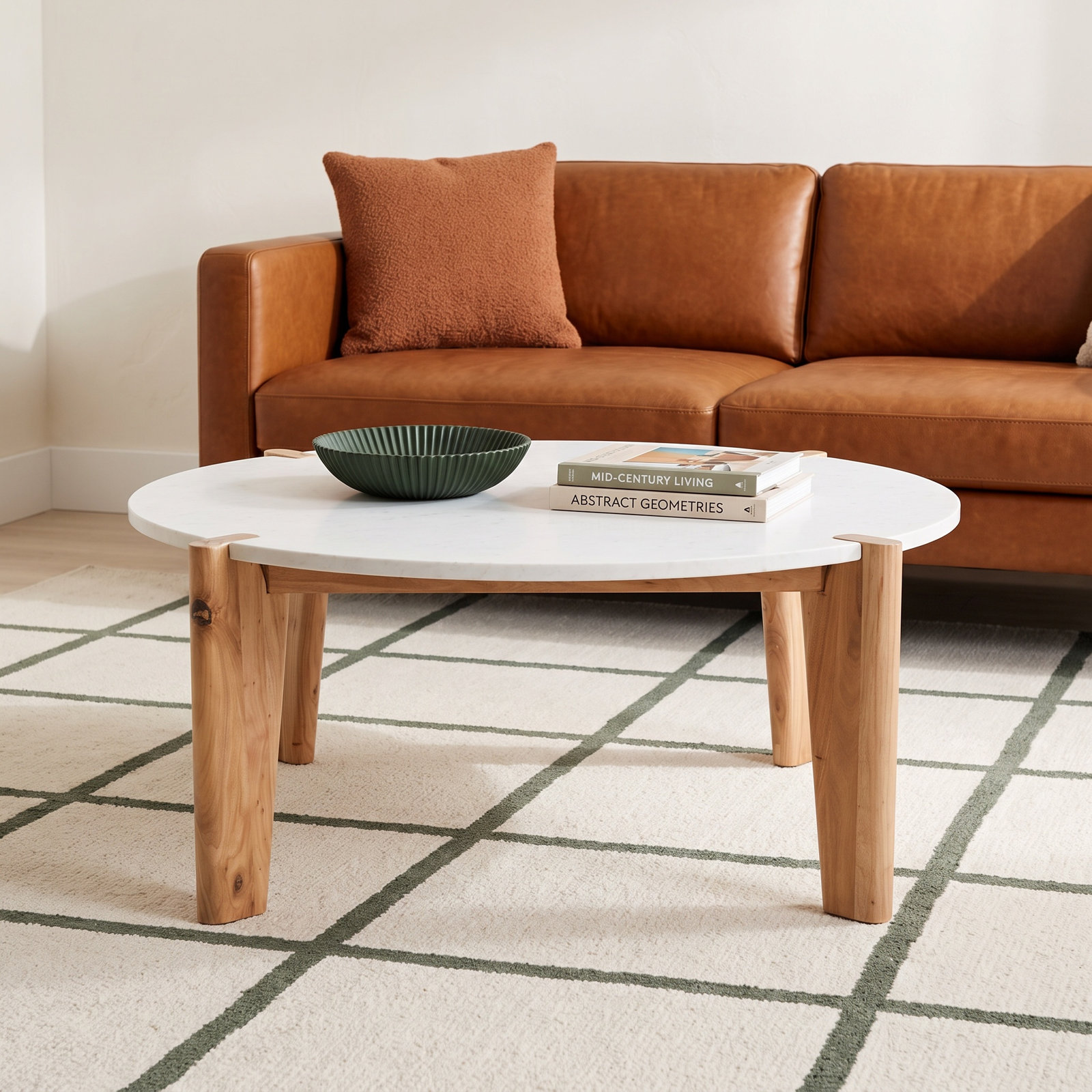 Beorn Single Coffee Table, White/Natural