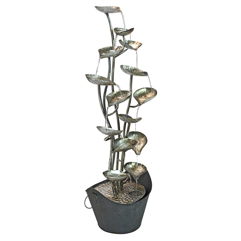 Rain Forest Leaves Cascading Metal Floor Fountain