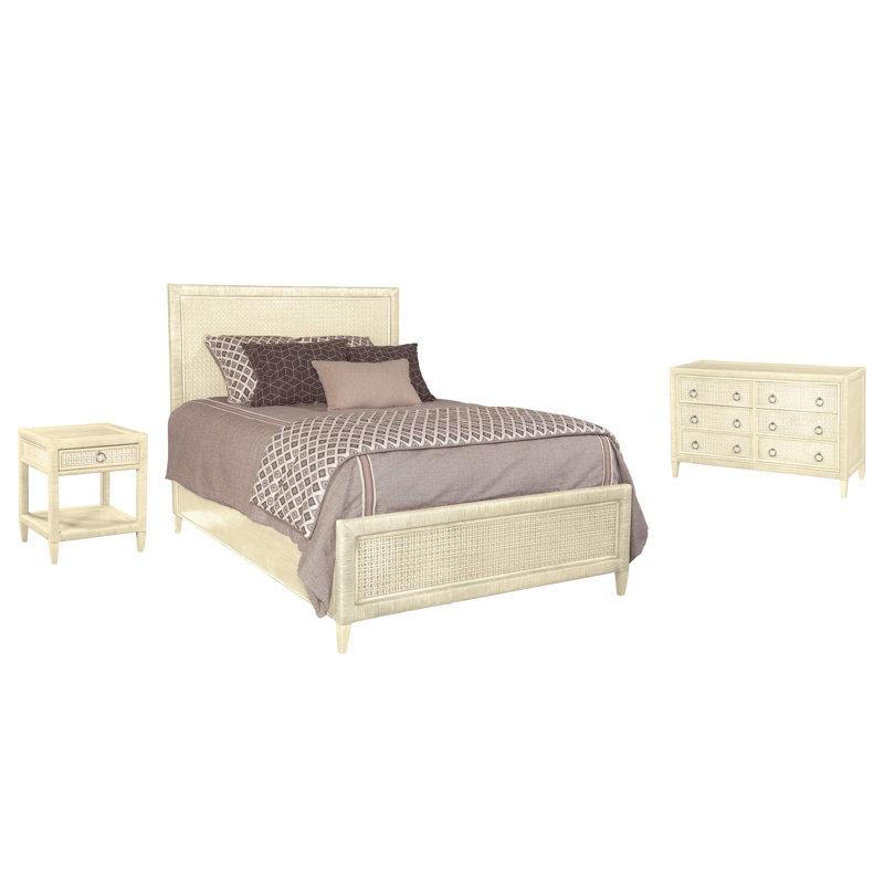 Naples Platform 3 Piece Bedroom Set, Bisque, 3 Pcs. Bed, Nightstand, Dresser, Twin