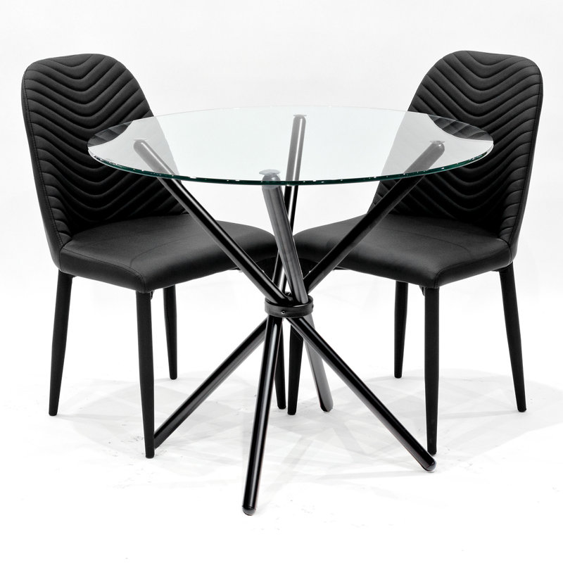 3 - Piece Criss Cross Dining Set, Black, Black