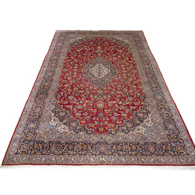 Tapis rouge traditionnel rouge semi-antique 10x16