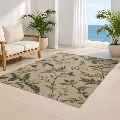Tapis d'intérieur et d'extérieur gris Botanical