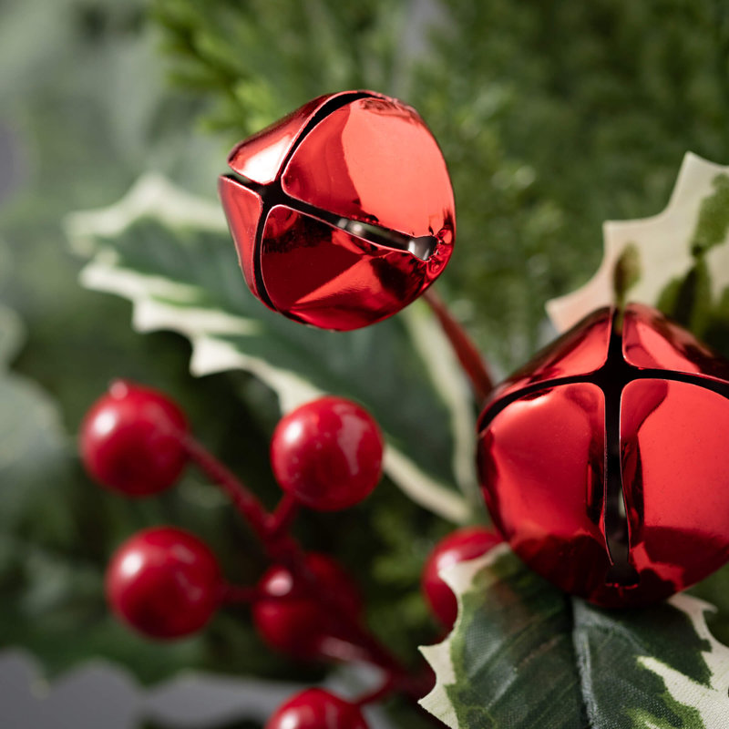 Mini couronne de Noël 16 po en forme de cloche de pin artificielle, vert