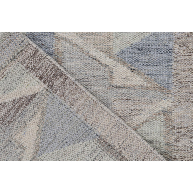 Scandinavian Kilim Wool Geometric Area Rug, Rectangle 5' x 7'