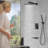 Male NPT Bathtub Shower Faucet Set, Waterfall Tub Faucet With 12Inch Matte Black Rain Shower Head System