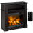32" Brown Electric Fireplace with Mantel, LED Log Flame, Shelf & Remote Control