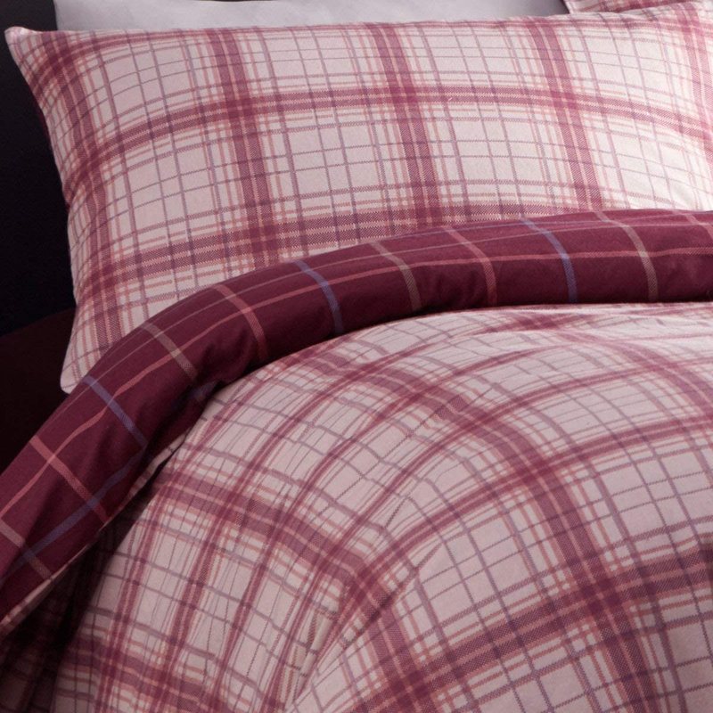 Cotton 64 TC Reversible Duvet Cover Set, Double Duvet Cover + 2 Standard Pillowcases, Plum