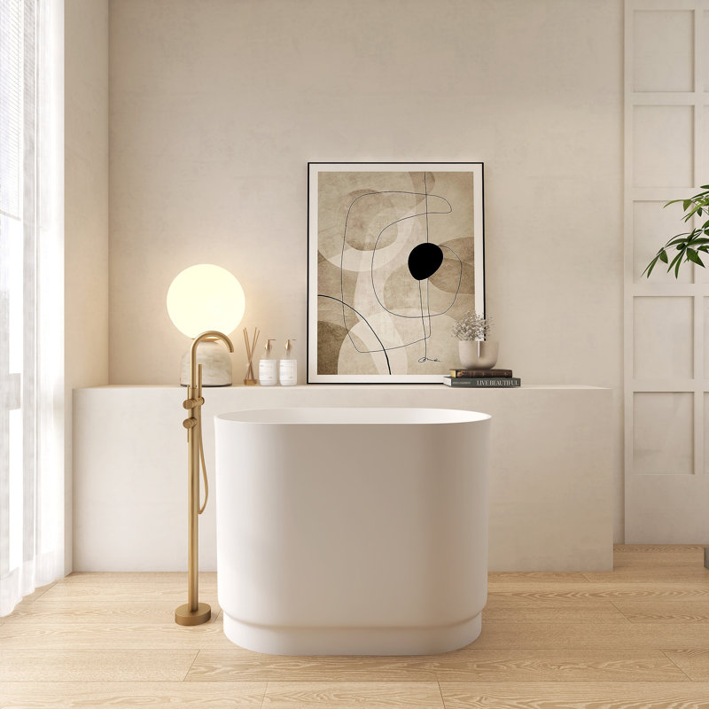 Baignoire japonaise autoportante 39'' x 23'' en résine de pierre, surface solide, Blanc mat