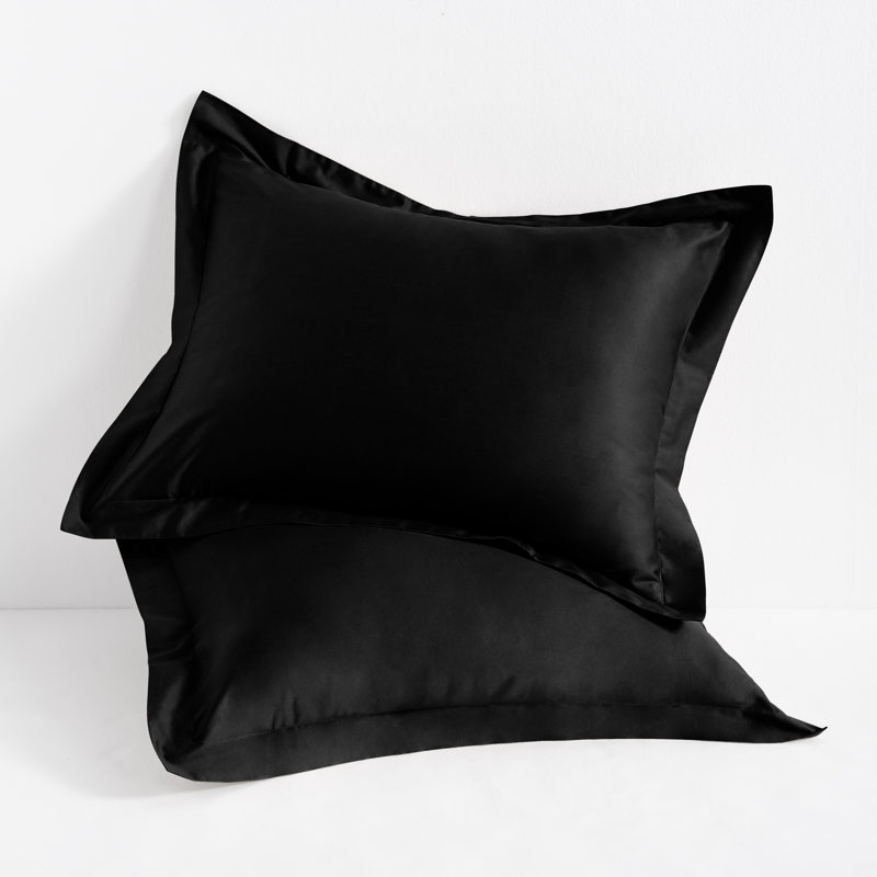 Egyptian-Quality Cotton Sham Covers, 500 Thread Count Cotton Sateen Square Pillow Covers - NTBAY, Black, Queen