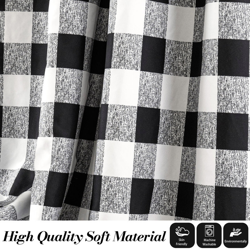 Burtonsville Buffalo Plaid Curtains 2 Panels Grommet Curtain Blackout Thermal Insulated Window Drapes, Black, 52" W x 108" L