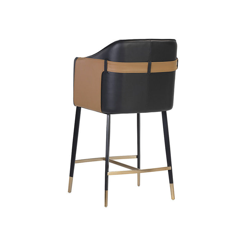 Carter Bar & Counter Stool, Counter Stool (26.75" Seat Height), Black/Cognac