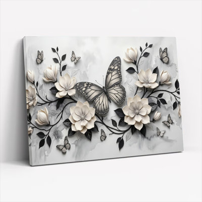 Butterfly Flower Canvas Wall Art Set Of 1