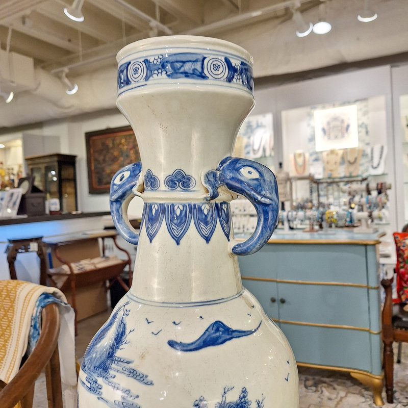 Blue and White Porcelain Vase with Landscape Scene