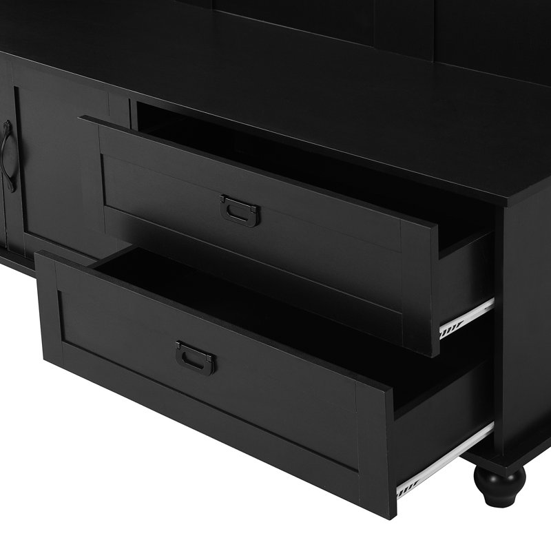 Arbre d'entrée tendance avec armoire de rangement et 2 grands tiroirs, Noir