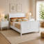 Ensemble de chambre à coucher grand lit, bois blanc, ensemble de 3 pièces avec 2 tables de chevet