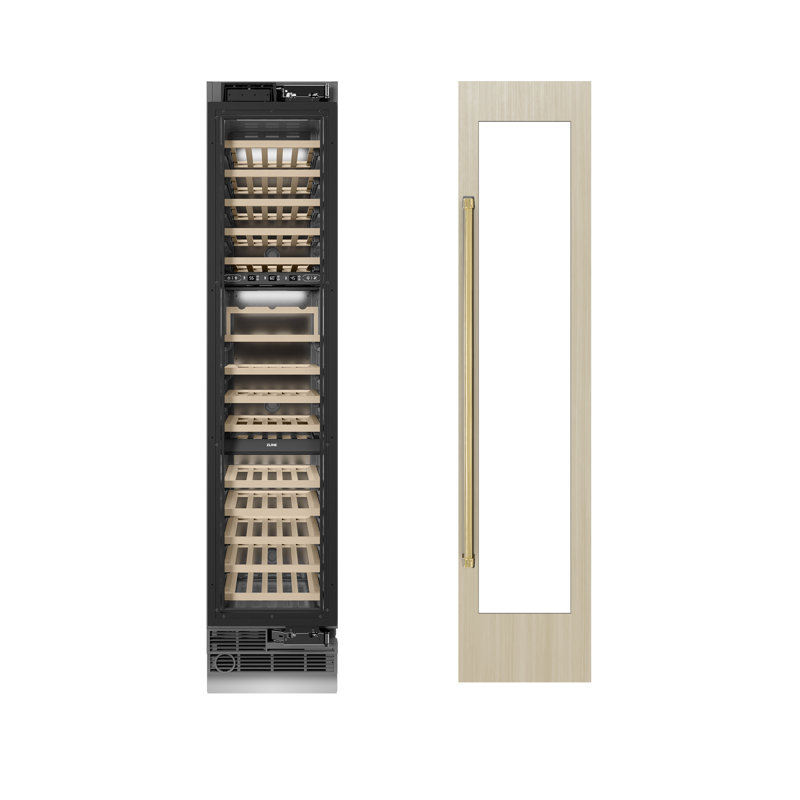 ZLINE Autograph 18 in. 9.0 cu. ft. Triple Zone 68 Bottle Panel Ready Hinge Column Wine Cooler with Accents, Left
