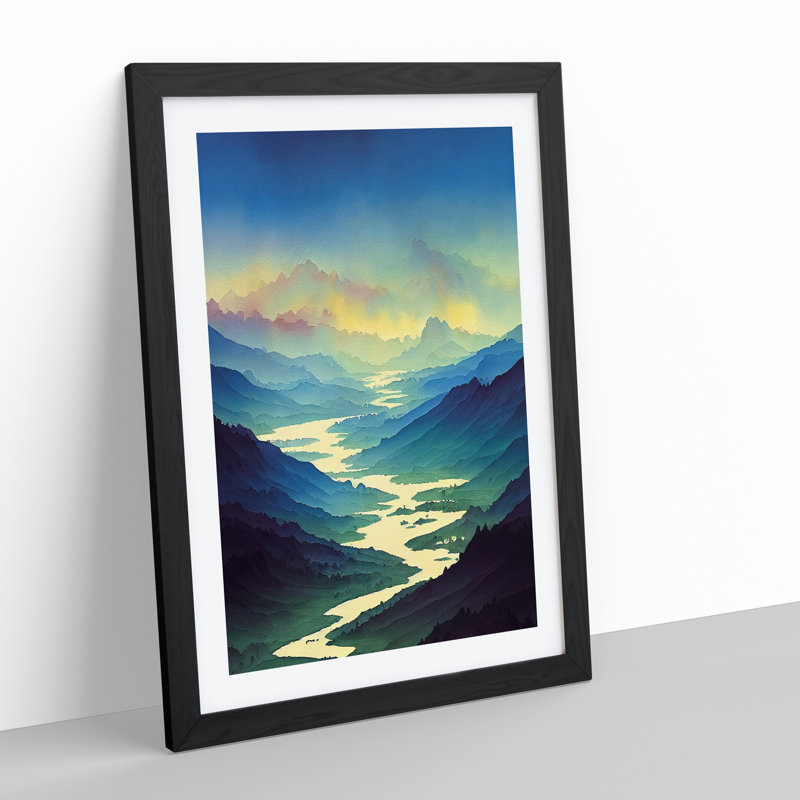 River Landscape No.4 - Framed Print, Black, 64cm H x 46cm W x 2cm D