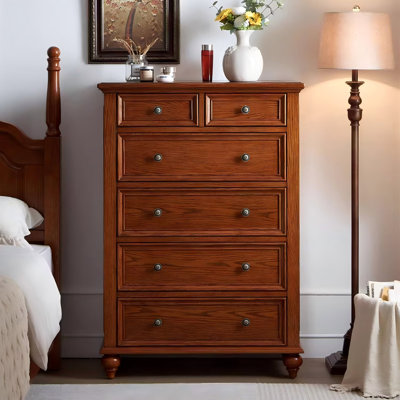 33.46"Brown Solid Wood 6-Drawer Chest of Drawers
