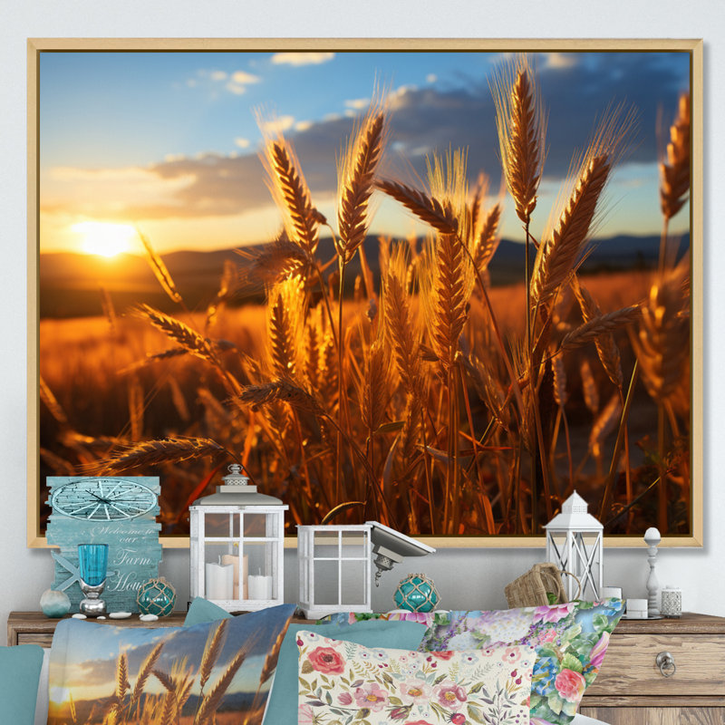 Country Charm Golden Harvest, reproduction sur toile encadrée, H 34 po x l 44 po x P 1,5 po, Cadre flottant brun