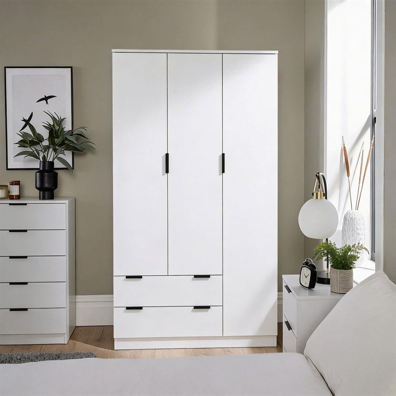 Phoenix 3 Door 2 Drawer Wardrobe with Hanging Rail