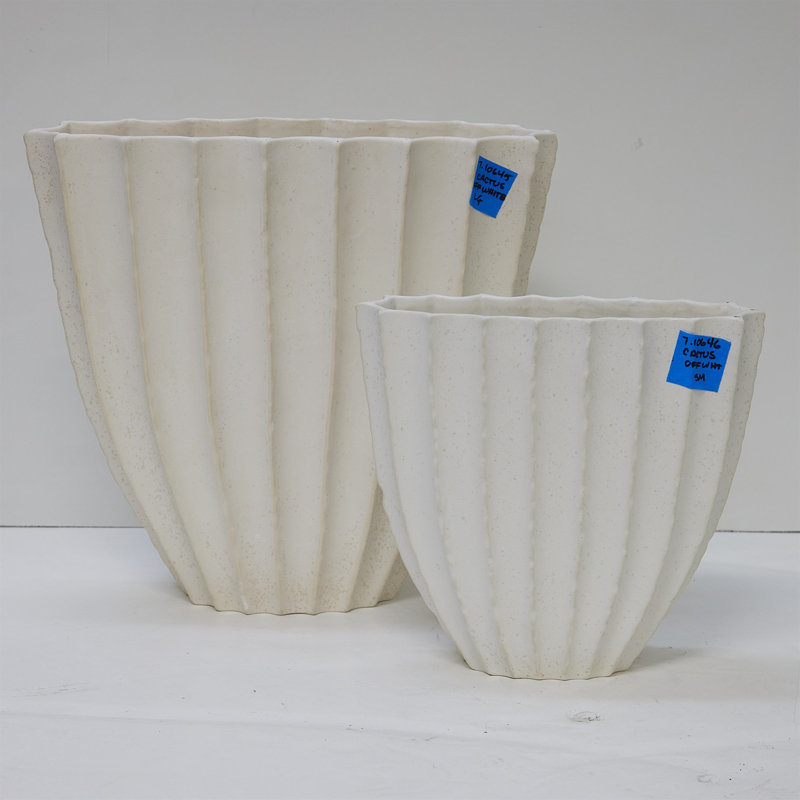 Off-White Ceramic Tulip Table Vase, 10'' Height