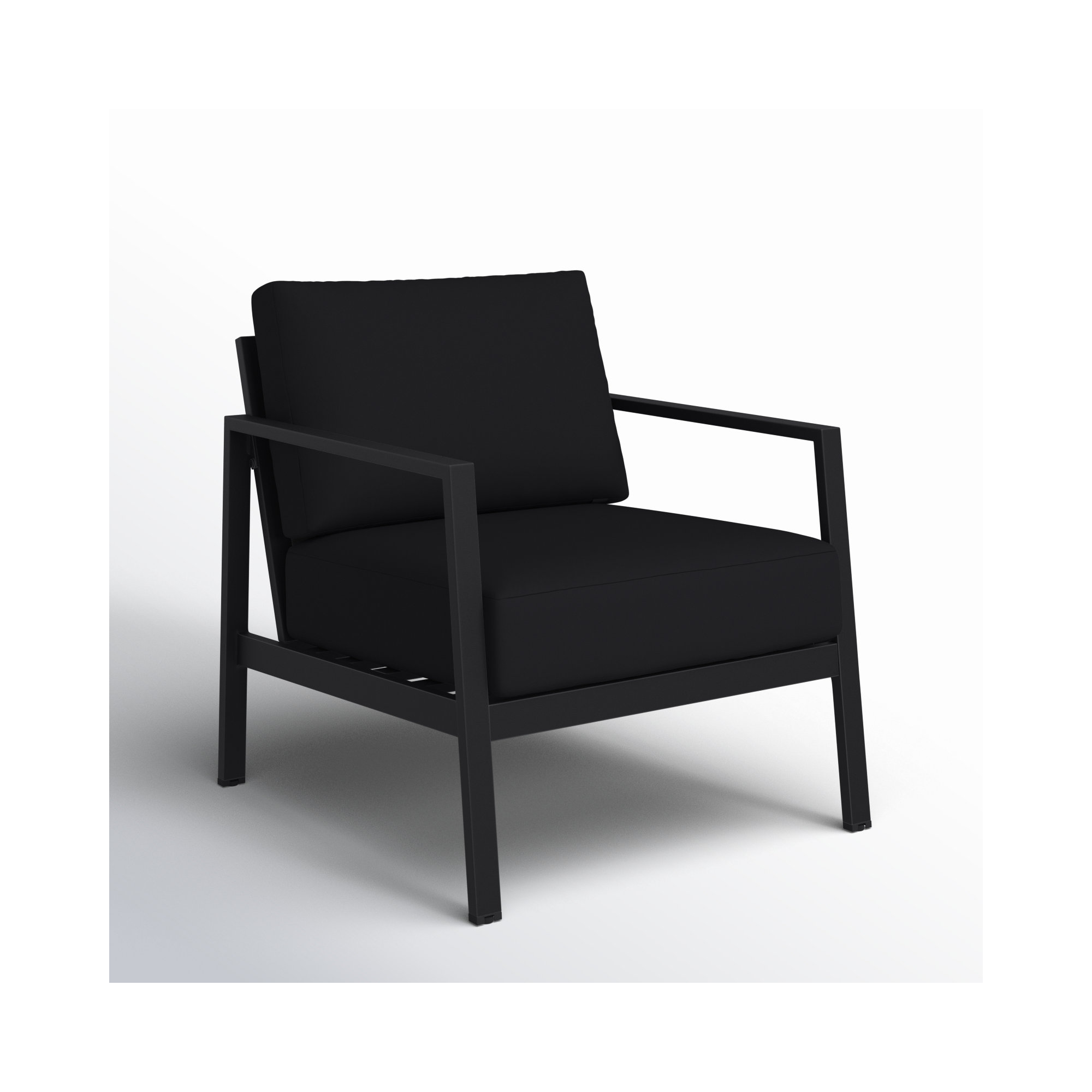 Armando Aluminum Outdoor Lounge Chair, Black, Canvas Black Sunbrella® Canvas