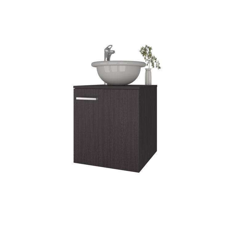 Meuble-lavabo avec lavabo et robinet intégrés Pirtleville, Wengé