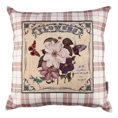Coussin lavable de qualité supérieure, 17,0 x 17,0 pouces, 50% coton / 50% polyester, rembourrage en silicone, fermeture à glissière dissimulée | Doux, confortable et repassable | Parfait pour la décoration intérieure, le salon et la chambre à cou
