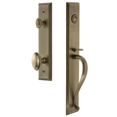 Fifth Avenue Handleset with Single Cylinder Deadbolt and Eden Prairie Door Knob and Rosette