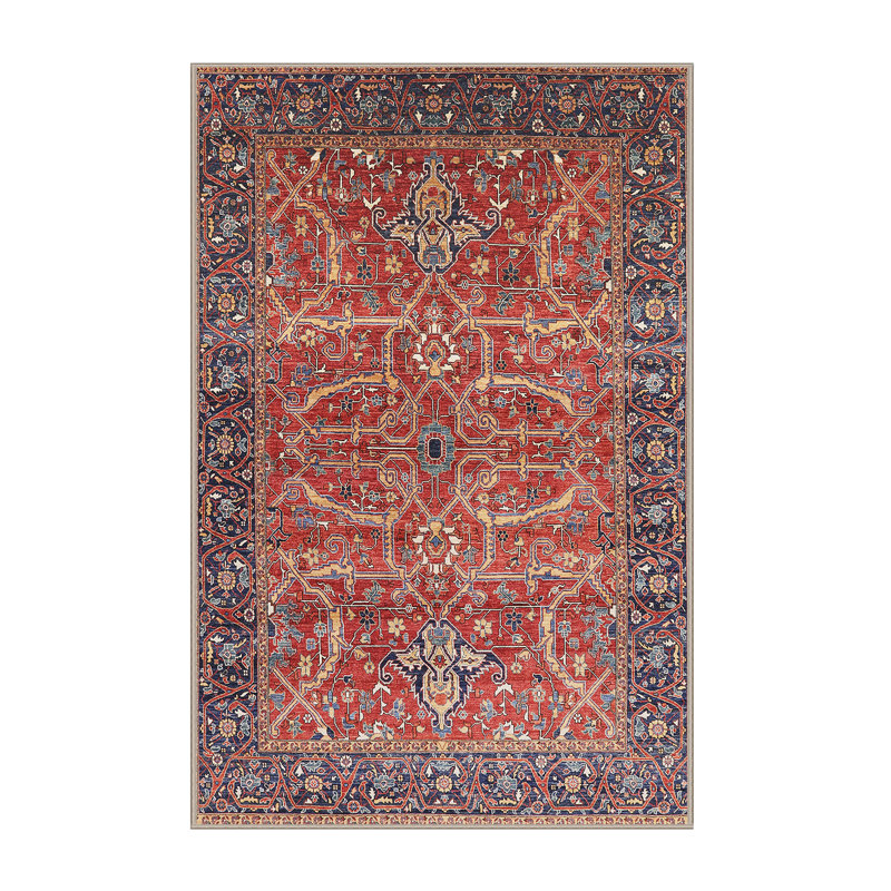 Tapis oriental rouge / ivoire / bleu, Tapis de couloir 2 pi x 5 pi