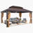 12' X 16' Aluminum Frame Gazebo,  Galvanized Steel Double Roof With Curtain And Netting