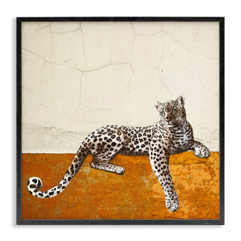 «Leopard Wildlife Geometric Animal» par Karen Smith - cadre flottant, impression sur bois, Giclée encadrée noir minuit