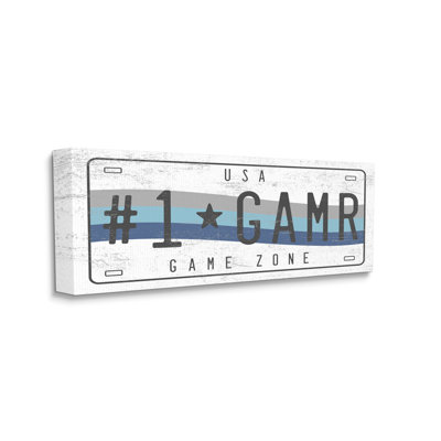 # 1 GAMR Blue Wave Rainbow Plaque de licence, ferme rustique encadrée, art texturé par Daphne Polselli