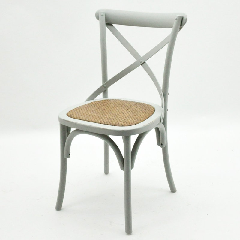 Arnulfo Cross Back Dining Chair, Hand-Finished Distressed Design, Stylish and Comfortable Seating for Any Room, Grey, 1