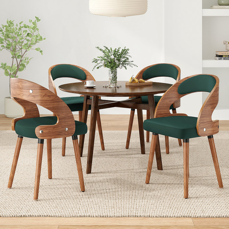 Ensemble de 2 chaises de salle à manger rembourrées modernes en bois avec dossier incurvé pour le confort et le style dans n'importe quelle pièce.