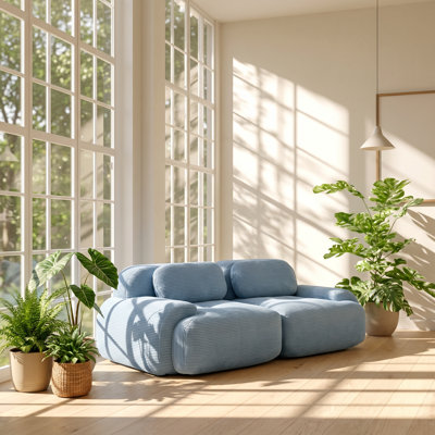 Everly 40.94" W x 40.55" D x 29.53" H Corduroy Modular Loveseat Sofa